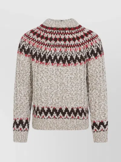 MONCLER CHUNKY KNIT PATTERNED CREW NECK SWEATER