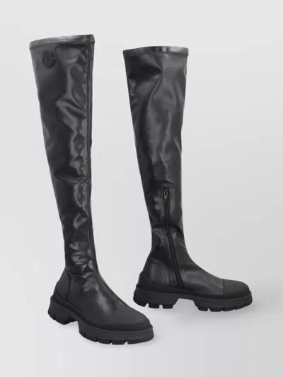 Moncler Chunky Sole Faux Leather Over-the-knee Boots In Black