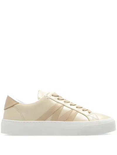 Moncler Monaco M Lace-up Sneakers In Beige