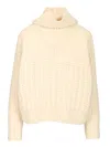 Moncler Chunky Turtle Neck Sweater Knitwear White In Pink