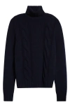 Moncler Ciclista Cable Stitch Virgin Wool & Cashmere Turtleneck Sweater In Dark Blue