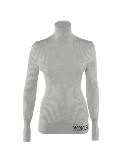 Pre-owned Moncler Ciclista Rib-knit Sweater In Gray