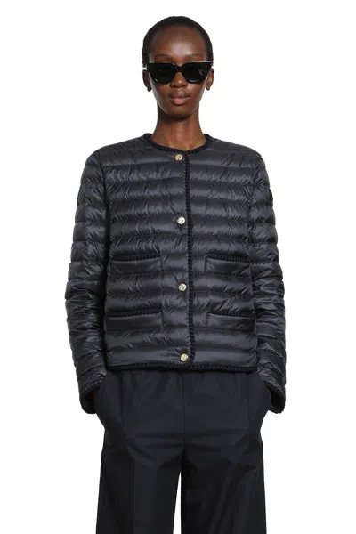 Moncler Circaete Braided Trim Short Down Jacket In Blue