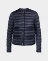 Moncler Circaete Braided Trim Short Down Jacket In Blue