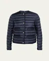 Moncler Circaete Braided Trim Short Down Jacket In Blue