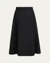 Moncler Virgin Wool A-line Midi Skirt In Blue