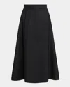 Moncler Virgin Wool A-line Midi Skirt In Blue