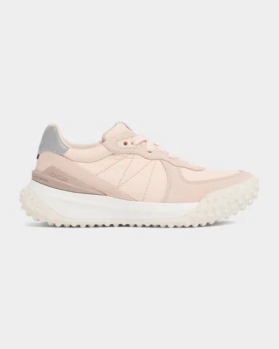Moncler City Trek Leather Low-top Sneakers In Light Pink