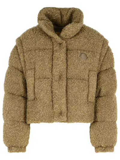 Moncler 'citynelle' Beige Acrylic Blend Down Jacket Women In Brown