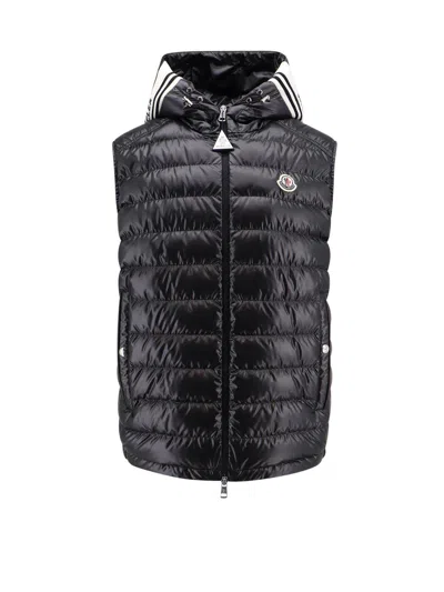 Moncler Clai Quilted Full Zip Hooded Down Vest In Black