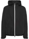 Moncler Slogan-print Shell Jacket In Black
