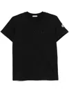 Moncler Women Cotton T-shirt With Tone-on-tone Embroidered Logo In Black