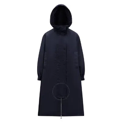 Moncler Classic Hood Logo-patch Coat In Blue