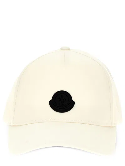Moncler Classic Logo Baseball Hat For Men In Ivory