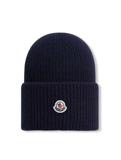 Moncler Wool Beanie In Navy