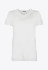 Moncler Short-sleeved Crewneck T-shirt In Natural