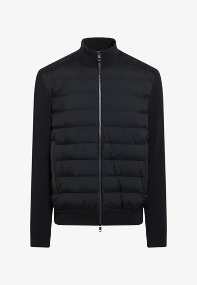 Moncler Classic Padded Cardigan In Blue