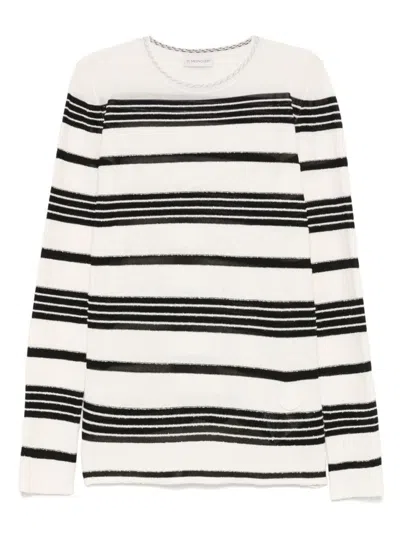Moncler Classic Striped Maglie Sweater With Round Neckline