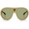 Moncler Cloche 135mm Polarized Pilot Shield Sunglasses In Green