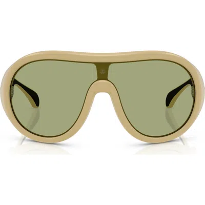 Moncler Cloche 135mm Polarized Pilot Shield Sunglasses In Green
