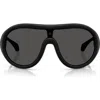 Moncler Cloche 135mm Polarized Pilot Shield Sunglasses In Black