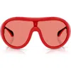 Moncler Cloche 135mm Polarized Pilot Shield Sunglasses In Red