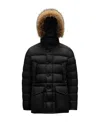 Moncler Cluny Long Down Jacket In Black
