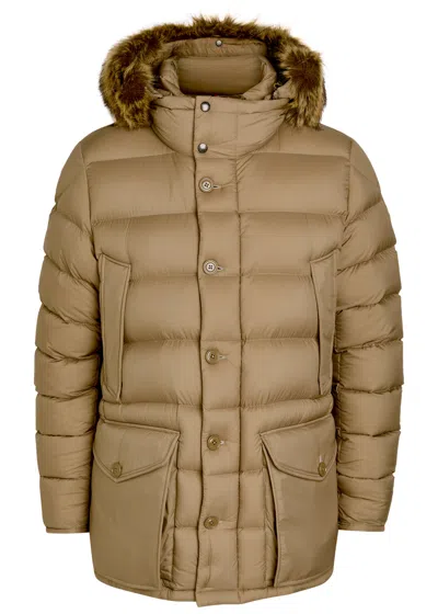 Moncler Clunye Faux Fur-trimmed Nylon Jacket In Brown