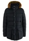 Moncler Cluny Navy Fur-trimmed Quilted Shell Coat In Navy