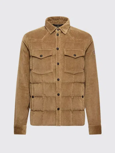 Moncler Velvet Corduroy Quilted Shirt Jacket Gelt In Brown