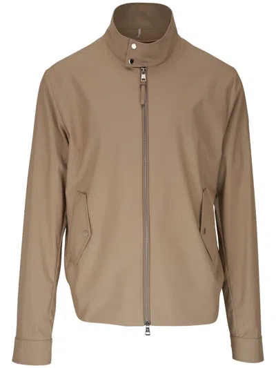 Moncler Coated Zip-front Jacket In Neutrals