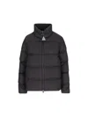 Moncler Puffer Jacket With High Collar And Pockets In Blue