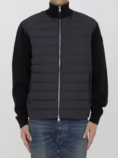 Moncler Cotton-jersey And Quilted Shell Down Jacket In Black