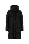 Moncler Litte Square-quilted Hooded Long Down Jacket In Black