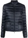Moncler Short Quilted Down Jacket With High Collar In Blue