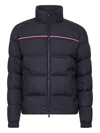 Moncler Puffer Jacket With High Collar And Quilted Design In Blue