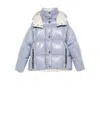 Moncler Blue Parana Hooded Short Down Jacket In Blue