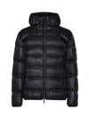Moncler Logo-patch Hooded Jacket In Blue