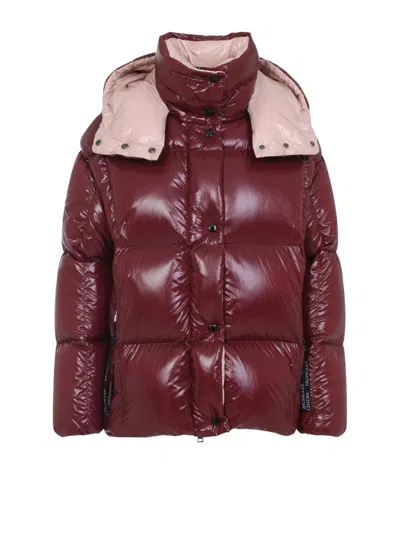 Moncler Parana Hooded Short Down Jacket In Shiny Nylon Clothing In Pink