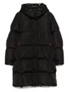 Moncler Long Litte Down Jacket With Square Quilting And Hood Clothing In Multi
