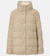 Moncler Cochelle Checked Tweed Down Jacket In Neutral