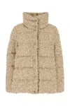 Moncler Womens Light Beige Cochelle Tweed Short Down Jacket