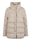 Moncler Cochelle Checked Tweed Down Jacket In Beige