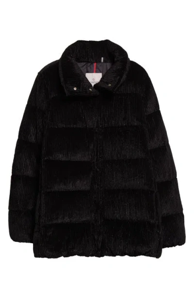 Moncler Cochevisse Metallic Corduroy Down Jacket In Black
