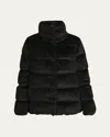 Moncler Cochevisse Metallic Velvet Corduroy Puffer Jacket In Black
