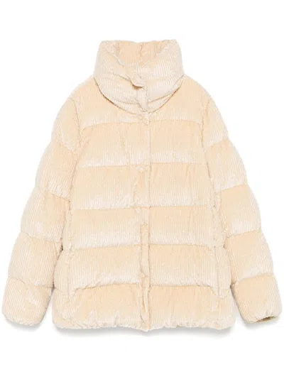 Moncler Yellow Cochevisse Corduroy Short Down Jacket In Beige