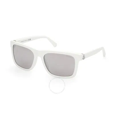 Moncler Colada Smoke Mirror Rectangular Men's Sunglasses Ml0285-f 21c 58 In White