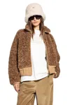 Moncler Coligny Shell-trimmed Fleece Down Jacket In Brown