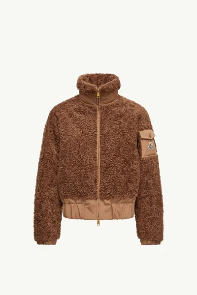 Moncler Coligny Teddy Jacket In Brown