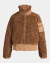 Moncler Coligny Faux Shearling Down Jacket In Brown